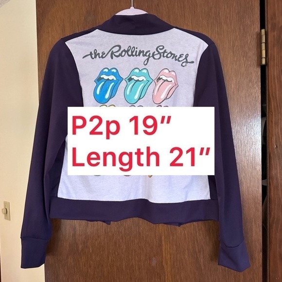 The Rolling Stones up cycle hand made cardigan purple - Picture 2 of 6